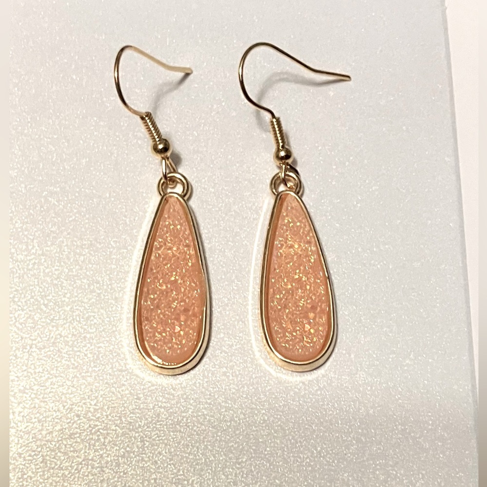 Druzy Teardrop Stainless Steel Earrings